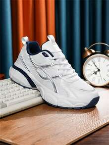 Zapatillas deportivas de suela de goma para todas las estaciones, zapatillas de baloncesto para hombres, talla grande, estilo callejero, transpirables, de moda (patrón de suela aleatorio), adecuadas para vaqueros y ropa deportiva - Blanco - Ver 7