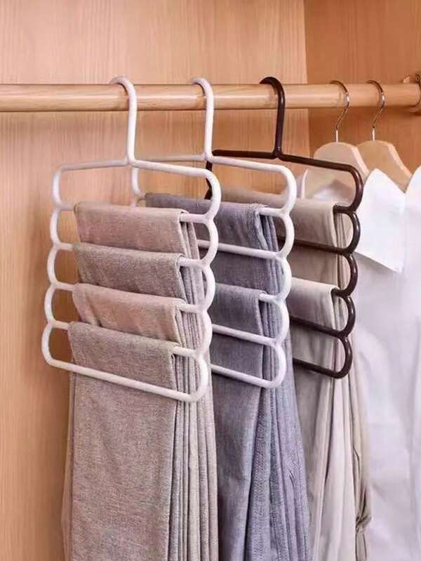 10 Stücke Multifunktions 5-Ebenen Hosenaufhänger, Kunststoff 5-Ebenen Schalaufbewahrung Kleiderschrank Hose Aufhänger Kleideraufhänger Schal Krawatte Organizer Halter