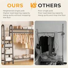 重型双层衣杆储物架服装货架悬挂式展示架黑色衣橱架返校 - 黑色 - 查看 5