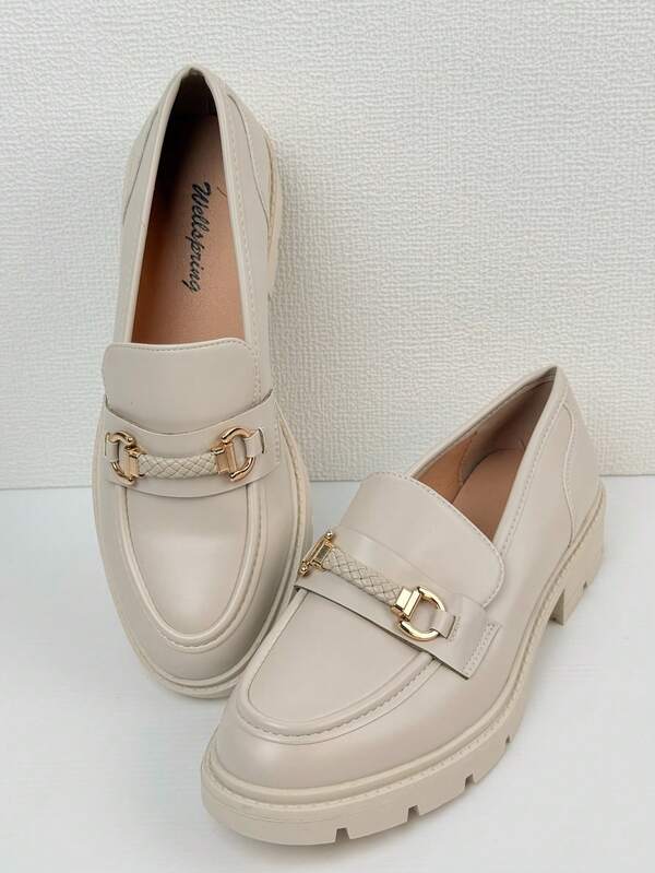 Thick Sole Slip-On Loafers, Elegant Comfy Cute Casual Everyday Wear, British Style