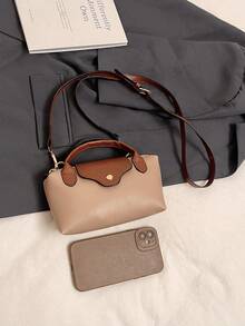 1个迷你时尚手提包，多功能女士单肩包/斜挎包，纯色迷你钱包，可装手机、零钱、口红等，日常通勤必备 - 卡其色 - 查看 9