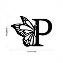 Butterfly Monogram Metal Sign, Metal Wall Art, Letter Wall Decor, Wedding Backdrop, DIY Gift, Home Decor-Metal Signs Print On Demand-- Friendly, Made From  Materials-Metal Signs For Home-Storefront Decor - Black - View 5