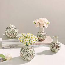 Vintage Rustic Style Mini Ceramic Flower Vase Decor, Creative Fake Flower Decoration For Living Room Tabletop - Multicolor - View 1