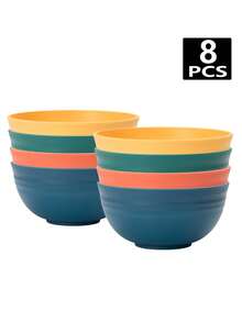 4/8pcs Plastic PP Cereal Bowls, Suitable For Soup, Snacks, Salad, Fruit, Dishwasher & Microwave Friendly,School Supplies - Multicolor - View 9