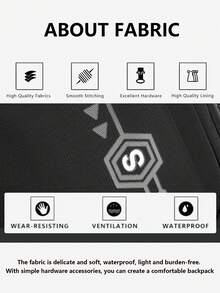 男士多隔层尼龙字母印花背包，可装15.6英寸笔记本电脑，多口袋轻便书包，大容量旅行包，便捷通勤背包，多功能背包，适合学生、中小学生、商务旅行、旅游、日常通勤、户外运动、节日和生日礼物 - 黑色 - 查看 6