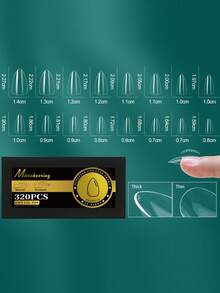 160片-320片热销透明假指甲美甲拱形指甲半磨砂美甲无痕假指甲 - 無色 - 查看 10