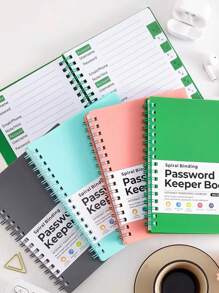 1 pièce Carnet de mots de passe multicolore au format A6, carnet de journalisation des mots de passe avec index des identifiants de site Web en spirale en PP, carnet de conservation des mots de passe, fournitures scolaires, rentrée scolaire