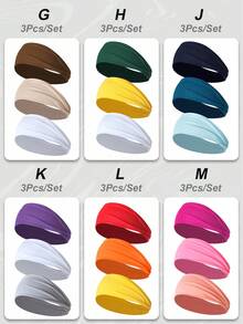 3条/6条装女士弹力宽运动头带，纯色，休闲户外跑步时尚发饰，头巾式头带，秋冬季发带蝴蝶结，适合度假装扮，女士优雅围巾，女士头巾，柔软头巾 - 彩色 - 查看 7