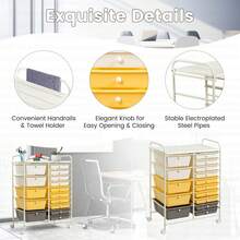 15-Drawer Rolling Storage Cart Mobile Cart With Colorful Drawers & Metal Frame - Màu vàng - Xem 8