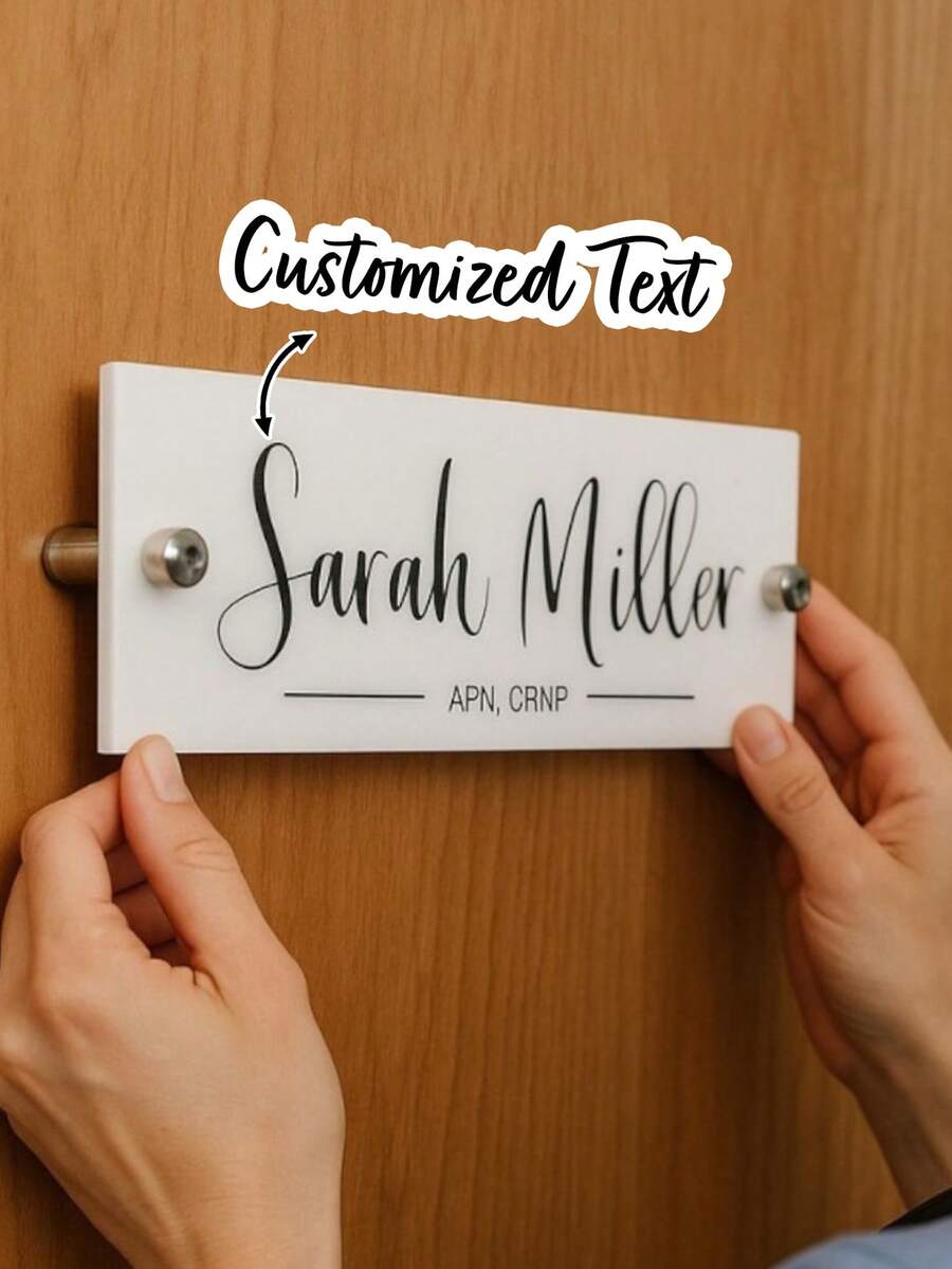 Custom Office Door Name Plate Personalized Acrylic Sign Professional Name Tag For Doctors Nurses Teachers Counselors Staff Business Desk Or Clinic Room Decor Unique Gift Idea For Graduation Promotions Appreciation Week Work Anniversary Office Accessories House Decoration Home Decor Back To School Gift Father's Day Present,Graphic Print,Xmas Decoration,For Housewarming - Multicolor - View 1