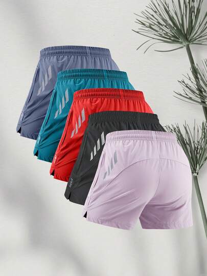 Women's Summer Fashion Athleisure Yoga Three-Point Shorts , Fashion Print On The Front And Multiple Reflective Strip Prints On The Back Highlight The Hips, Multi-Color Options For One-Time Packaging, The Best Gift For Girlfriends, Simple And Cute Street Elegance And Feminine Style Fashion Shorts, Suitable For Badminton Cycling, Exercise, Running Fitness And Other Outdoor Sports Basketball Shorts Pink