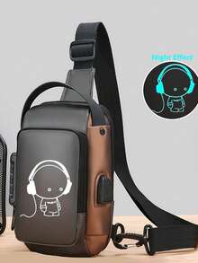 Herren Messenger Tasche mit Oxfordgewebe und leuchtend im Dunkeln bedrucktem Design, mit Passwortschloss - Modische Motorrad Umhängetasche mit Handyfach, Reißverschluss für den täglichen Gebrauch, Motorrad Tasche - Diebstahlsichere Business Umhängetasche für die Brust - Lässige Sport Reise Umhängetasche, verstellbarer Riemen, mehrere Taschen als Hüfttasche, geeignet für Ausflüge, Hochzeiten, Ostern, perfektes Geschenk für Vater, Ehemann, Freund und Lehrer - Verschiedenfarbig - Übersicht 4