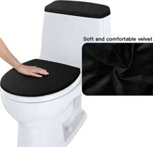 Toilet Lid Cover And Toilet Tank Lid Cover Replacement Toilet Cover With Elastic Bottom For Bathroom Decor Accessories (Black)