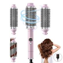 UKLISS 3 In 1 Thermal Round Brush, Thermal Curling Brush, Thermal Hair Brush Negative Ion Curling, Straightening And Volumizing Hair Tool Digital Temperature Display Interchangeable Heads For All Hair Types,Gift - 查看 1