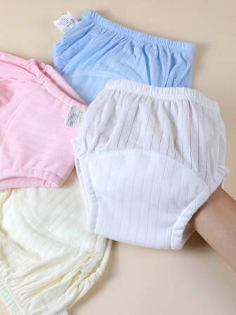 3/4片装新生儿如厕训练裤，轻薄可水洗夏季训练裤，男女宝宝通用，可重复使用布尿布，柔软透气，适合如厕训练、户外活动，新生儿必备