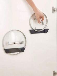 4 pièces Organisateur de couvercle de pot pour armoire, support de rangement universel autoadhésif pour le dessus des casseroles à l'intérieur de la porte de l'armoire, facile à installer. Organisateur de couvercle adapté à une taille de 6" à 13" pour la cuisine