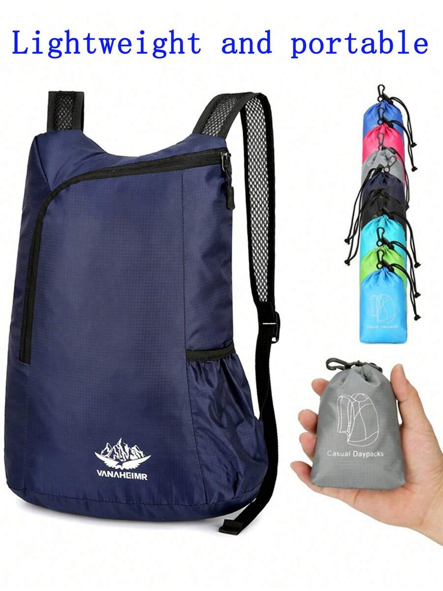 1pc New Ultralight Foldable Backpack, Versatile Travel Bag With Water Resistant Fabric