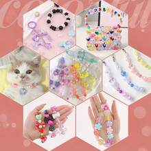 1 袋各式散装亚克力珠子，适合 DIY 珠宝制作，包括花朵、蝴蝶、心形（120 克/240 克） - 6色-橘色+粉紅色+藍色+紫色+黃色+玫紅 - 查看 6