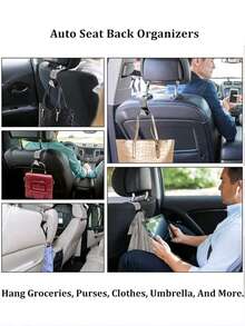 1 pieza Gancho colgador de automóvil con incrustaciones de diamantes para asiento trasero, accesorios creativos ocultos - Negro - Ver 8