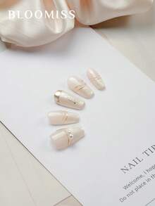 10 Pieces Of Handcrafted Press On Nails Short , Gentle Style,Reusable Fake Nails Nail Supplies Nails