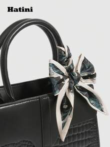 HATINI 大号蝴蝶结编织手柄手提包，可DIY制作优雅复古鳄鱼拼布梯形手提包宽敞的通勤手提包，配有可调节肩带，可手提、肩背或斜挎，适合办公室、日常外出、周末购物或短途旅行，是送给朋友、家人、女朋友的时尚礼物