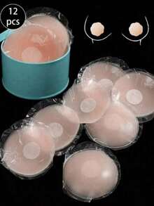 12pcs Silicone Nipple Cover Reusable Women Breast Petals Lift Invisible Bras Pasties Bra Padding Sticker Patch Adhesive Pads - Multicolor - View 2