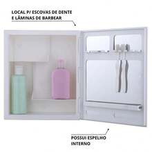 Bathroom Cabinet With Mirror Overlay White | 31.9x9.4x35.8cm | 01 Door | Astra - Xem 4