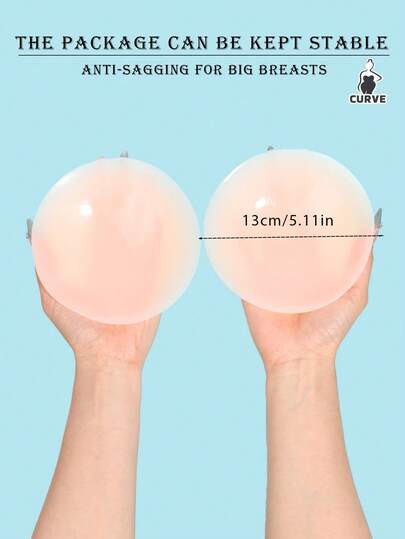 大码女士硅胶乳贴，夏季隐形无痕，防水防汗，乳贴式，自粘文胸，无肩带文胸，可重复使用，适用于泳装、婚纱、家居服、运动文胸等。