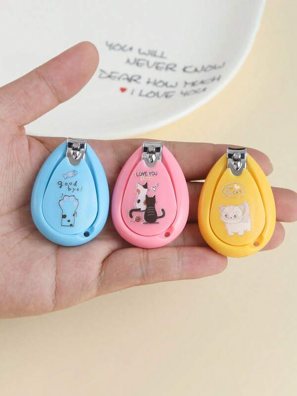 3PCS/1PC Cute Nail Clippers Macaroon Colour Portable Nail Clippers Anti-Splash Household Nail Clippers Adult Students Manicure