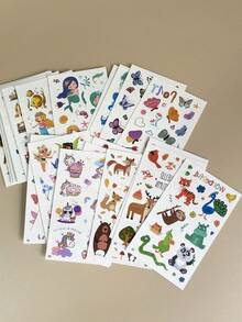 60pcs Temporary Fake Tattoo Stickers, Avocado Ocean Mermaid Shark Princess Various Cute Cartoon Patterns Tattoo Stickers Perfect For Daily Party Body Decoration, Party Accessory Supplies - Multicolor - View 6