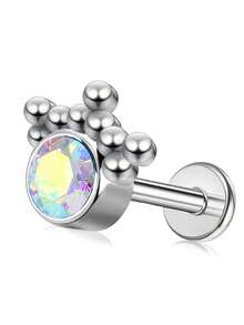 1 pieza Anillo para el labio con gota de agua con rhinestone, joyería para perforaciones en la oreja, Ashley Maduro Medusa, material hipoalergénico de acero inoxidable 316L, diseño de espalda plana con rosca interna, apto para uso diario, fiesta, cita, regalo para novia, amigas, estudiantes, madres - Multicolor - Ver 21