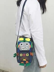 1 件趣味机器人卡通单肩包个性时尚百搭斜挎包日本女孩手机零钱包