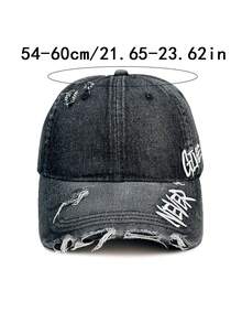 1pc New Distressed Frayed Embroidered Letter Baseball Cap, Fashion Versatile Sunshade Hat
