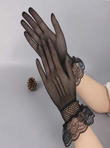 1pc Ladies Lace Gloves Elegant Short Lace Gloves Tea Party Gloves For Women Wedding Dinner Party