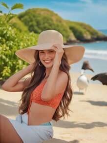 Chapéu de Praia Boho Listrado para Mulheres - Proteção UPF 50+ Aba Larga e Acessórios de Praia Leves, Chapéus Respiráveis para Férias de Verão, Resorts, Atividades ao Ar Livre (Branco/Bege/Cáqui/Preto)