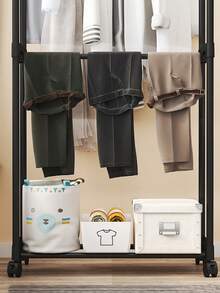 Perchero metálico multifuncional de doble capa y de una sola capa: diseño moderno, ahorra espacio, adecuado para la entrada, el dormitorio o la oficina. - Negro - Ver 9