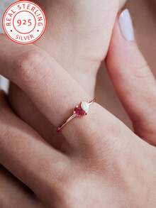 A 925 Silver Delicate And Elegant, 12 Colors Birthstone Cubic Zirconia Fashion Ring Is A Wonderful Memorial Gift For Christmas, Anniversary, Valentine's Day, Thanksgiving Day Jewelry For Women