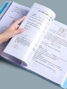 40页按扣式文件整理文件夹，大容量学生试卷/合同文件收纳，透明封套，随机封面卡纸