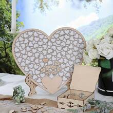Wedding Guest Book Alternative, Guest Book Wedding Reception With 90 PCS Wooden Hearts Guest Book Signs For Wedding Anniversary Birthday Party Baby Shower