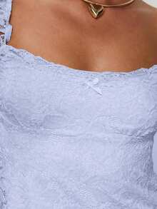 性感淑女蕾丝设计，带荷叶边肩带，蝴蝶结蕾丝拼布无袖背心，春夏新品