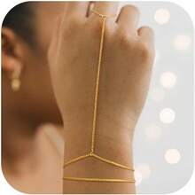 MBW Gold Bracelets Women, Dainty 14K Gold Plated Bracelet Stack Beaded Chain Bracelet Set Thin Small Cute Paperclip Bracelets Fashion Waterproof Jewelry Gold Accessories Women - HC GD2 - 查看 1