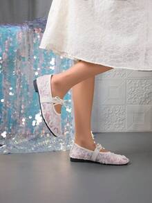 2025 Spring New French Retro Shallow Mary Jane Ballet Flats For Women - Beige - View 5