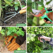 Gardening Tools 9-Piece Heavy Duty Gardening Hand Tools With Fashion And Durable Garden Tools Organizer Handbag, Ideal Gardening Gifts For Women,Rust-Proof Garden Tool Set - Silver - View 5