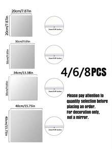 2/4/6/8/12片装镜面墙贴，全身镜，适用于家庭、卧室，自粘软镜面，亚克力材质，不易碎，生日、毕业、返校、房间装饰、学习用品的最佳礼物