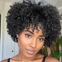 Afro Kinky Curly Human Hair Wigs Remy Short Pixie Cut Wig Full Machine Human Hair Bob Wigs For Women