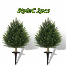 2026 New 2FT Artificial Cedar Topiary Tree With Garden Garden Spikes – UV Resistant Faux Cypress Shrub For Outdoor Garden, Porch, Patio 2 Packs Realistic Decorative Plant For Home & Holiday  (Style C 2 Pack) - Style C 2Pack - 查看 2