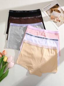 6PCS Lightweight And Breathable Women's Boyshorts With A  Fashion Waistband ,Underwear S-XXL - 彩色 - 查看 3