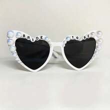 Gafas de novia con perlas para despedida de soltera, gafas con corazón blanco para la novia, gafas para mujeres de despedida de soltera con perlas, accesorio para ducha nupcial, regalo para la novia, regalo de cumpleaños de verano, regalos de boda, decoración de playa, útiles escolares, decoración de habitación - Multicolor - Ver 2