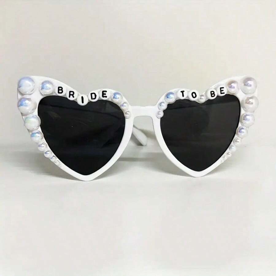 Gafas de novia con perlas para despedida de soltera, gafas con corazón blanco para la novia, gafas para mujeres de despedida de soltera con perlas, accesorio para ducha nupcial, regalo para la novia, regalo de cumpleaños de verano, regalos de boda, decoración de playa, útiles escolares, decoración de habitación