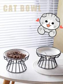 PETSIN Ceramic Pet Feeding Plate Canned Bowl Cute Pattern Easy To Clean Ceramic Plate Cat Food Bowl